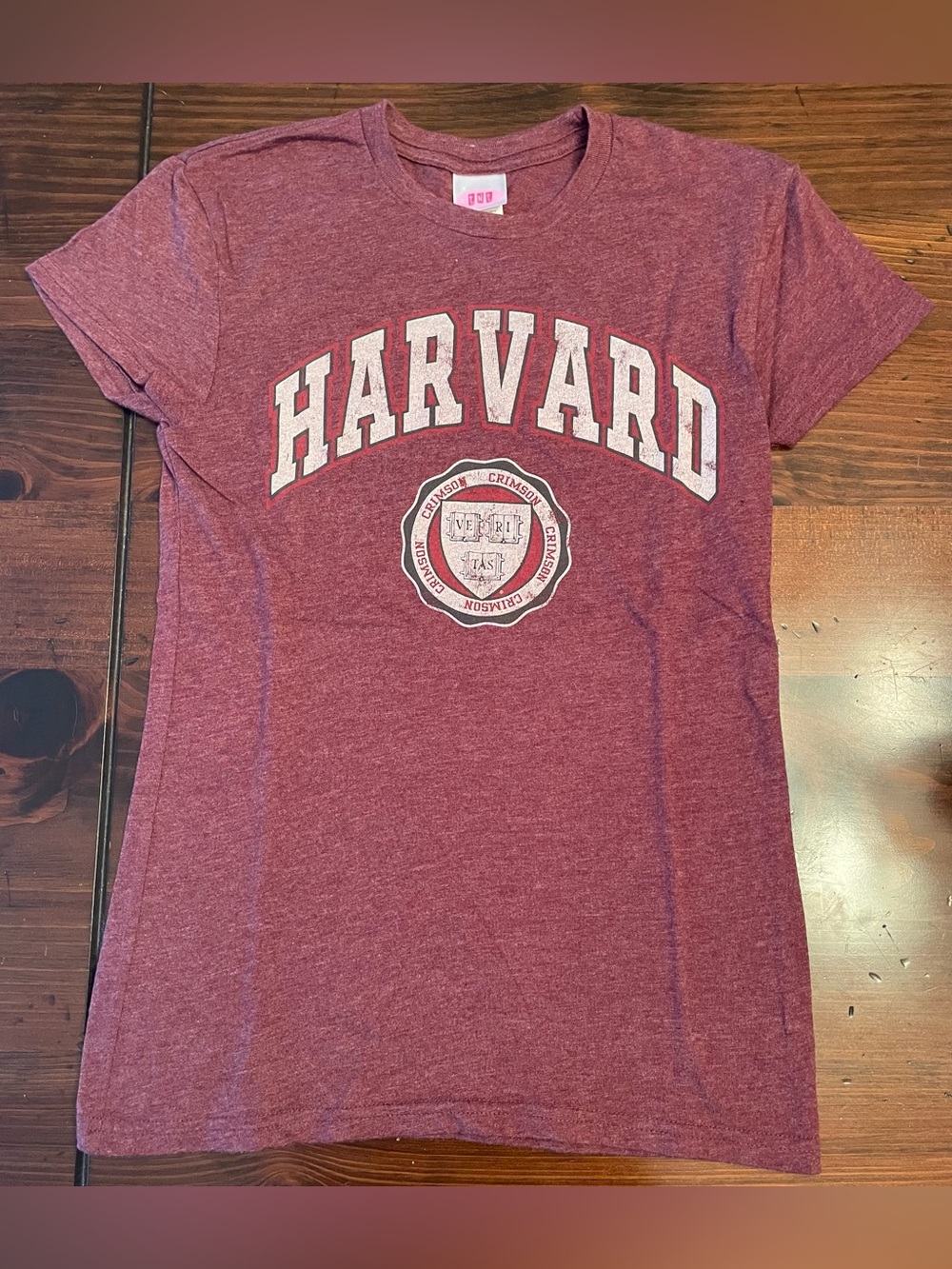 Harvard Crest College Women’s T-Shirt by TNT - SMALL - Maroon (NEW w/o TAG)